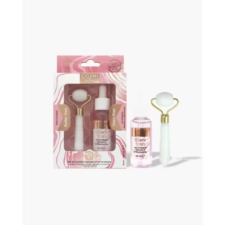 COSMI - SERUM FACIAL + RODILLO DE JADE - DOS MODELOS DISPONIBLES: CON COLAGENO Y VITAMINA C / COLAGENO Y ACIDO HIALURONICO - IDEAL PARA REGALO - MUJERES Y ADOLESCENTES - 1