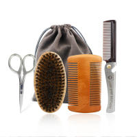 Cepillo De Barba Para Hombres Con Cerdas De Cerdo Natural Y Madera Cepillo De Afeitar Y Peine Para Bigote Set De Limpieza Incluye Bolsa De Regalo - details 7