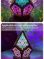 Lámpara De Mesa Bohemia LED Proyección 3D Geométrica Multicolor Vintage Ambiente Noche Decoración Figura De Madera Moderna - details 5