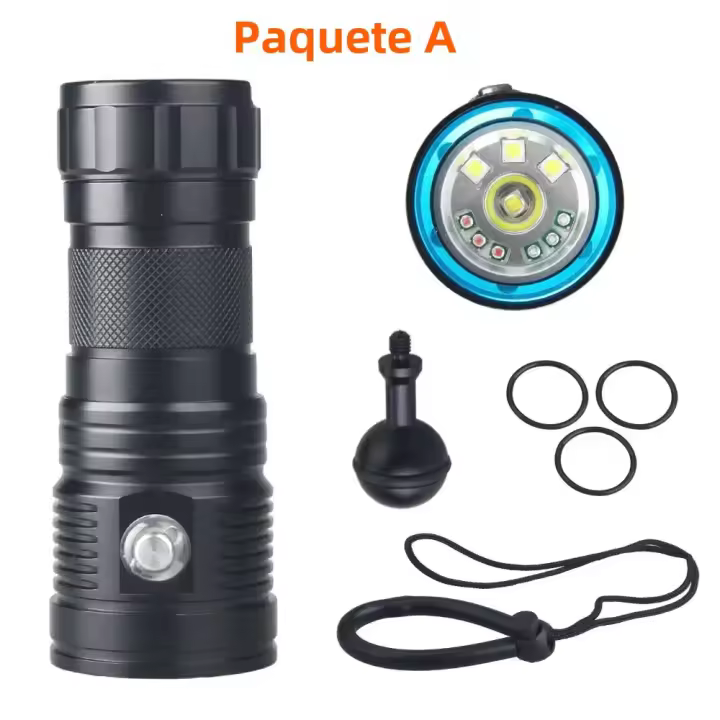 Lámpara De Buceo Multifuncional 3 Colores LED 100m Fotografía IPX8 Resistente Al Agua Linterna Táctica - 1