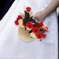 Cesta De Paja Tejida En Forma De Conejo Para Regalos Cesta De Almacenamiento Decorativa Pequeña Con Cordón De Papel Soporte Para Dulces - details 3