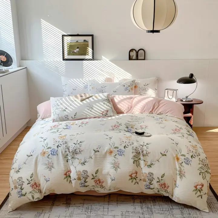 Juego de Funda Nórdica 4 Piezas-Ropa de Cama Algodón Lavado con Jacquard Elegante-Tacto Extra Suave, Varios Tamaño Disponible - 1