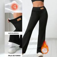 Leggings De Veludo Térmico Para Otoño E Invierno Con Cintura Alta Y Levantamiento De Caderas Pantalones De Yoga De Invierno Flared Y Anchos - details 7