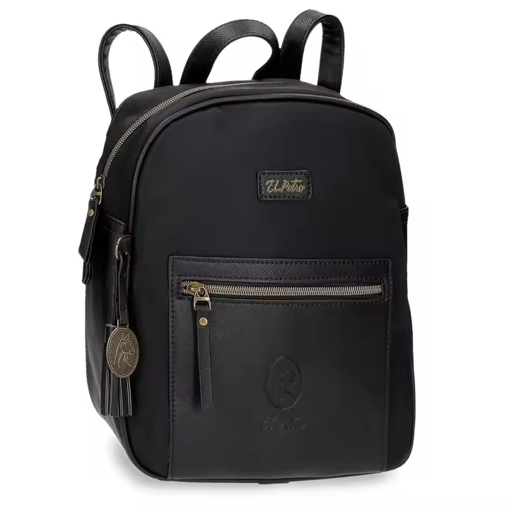 El Potro Mochila casual de 24 cm x 28 cm x 10 cm fabricada en poliéster y PU Negro - 1