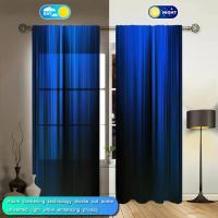 2pcs Cortina De Ventana Con Diseño De Rayas Gradient Azul/Castillo Para Decoración De Hogar Tratamiento De Ventana Para Dormitorio Oficina Cocina Con Bolsa Para Rodamiento - details 2