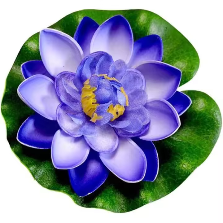 Flores De Lotto Artificiales flotantes de espuma, Adornos de Loto realistas para estanques y Piscinas, decoración realista para el hogar, Jardín, Estanque y Acuario (Azul) - 1