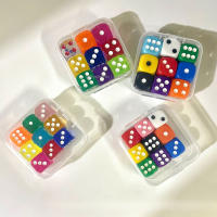 9 Piezas De Dados Colores Transparentes Con Caja Dados De 6 Cara 14mm/16mm Para Juegos De Mesa Aprendizaje Matemático Clase - details 4