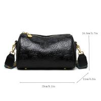 Bolso De Hombro Cruzado Estilizado Chino Para Mujeres Bolso Cilíndrico Con Relieve De Flor Cierre De Cremallera Material PU Y Lona Interior - details 18