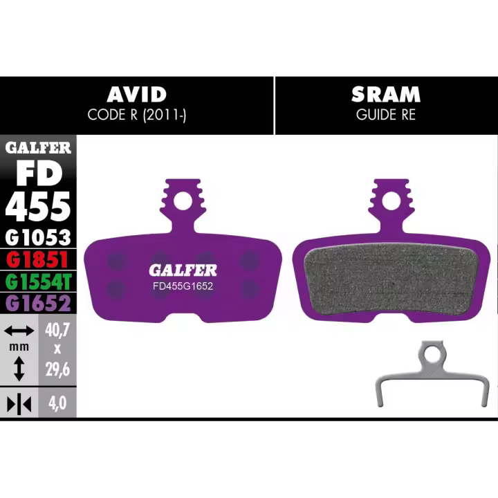 PASTILLAS FRENO GALFER DISCO E-BIKE BRAKE PADS AVID CODE R (11-) - 1