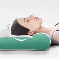 Almohada De Memoria Para El Cuello Y Los Hombros Almohada Azul Ergonómica Para Mejorar El Sueño Almohada De Fibra De Poliéster Y Algodón - details 3