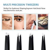 Juego De 4 Pinzas Profesionales De Acero Inoxidable Para Cejas Precisión Grande Para Vello Facial Splinter Y Engranado - details 3
