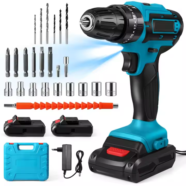 Taladro Inalámbrico de impacto para el hogar, herramientas eléctricas Con brocas de 21V, destornillador de 1600rpm, taladros de alta velocidad, batería recargable - 1