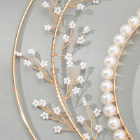 Diadema De Ángel Para Novia Dorada Con Halo Y Perlas Diadema De Diósisa Para Mujeres Y Niñas Adorno Elegante Para Bodas Y Fotografías - details 10