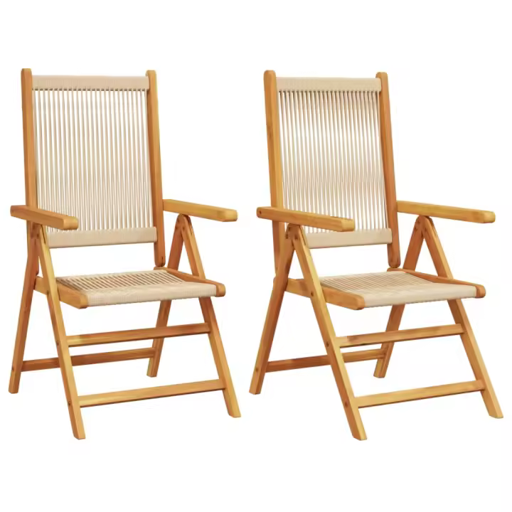 vidaXL Sillas de jardín 2 uds madera maciza acacia polipropileno beige - 1