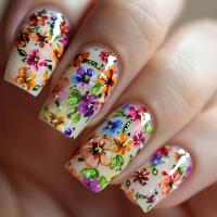 24pcs/set Uñas Postizas Largas Medias Falsas De Cuadrado Ballet Con Flores Y Mariposa Azul Verde Para La Temporada De Primavera Y Verano - details 26