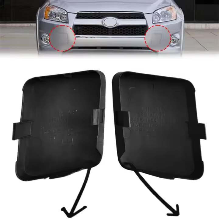 Cubierta De Tow Hook Para Paragolpes Delantero Izquierdo Y Derecho En Plástico Para Toyota RAV4 2006-2008 53286-42031/42931 53285-42011/42930 2 Piezas - 1