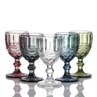 Juego de 4 Copas de vino vintage azules, 300 ml, Aptas para lavavajas. Ideal para fiestas y eventos. - details 1