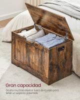 Baúl con tapa abatible, zapatero, caja para juguetes, multifunción, gran capacidad, tablero MDF, blanco, marrón - details 11