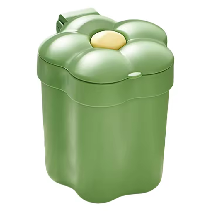 Pequeño bote de basura para escritorio, bote de basura de mesa, Papelera de reciclaje de encimera de flores, Bote de basura de mesa, cesto de basura de escritorio pequeño con tapa para el hogar, cocin - 1