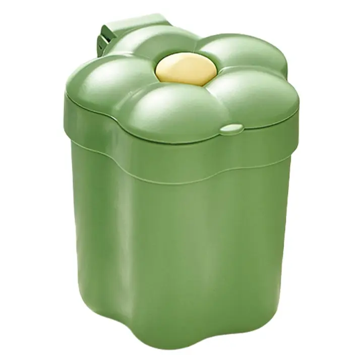 Pequeño bote de basura para escritorio, bote de basura de mesa, Papelera de reciclaje de encimera de flores, Bote de basura de mesa, cesto de basura de escritorio pequeño con tapa para el hogar, cocin - 1