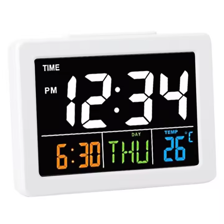 BIT Reloj despertador electrónico de escritorio con pantalla LCD grande a Color, pantalla de fecha y temperatura - 1