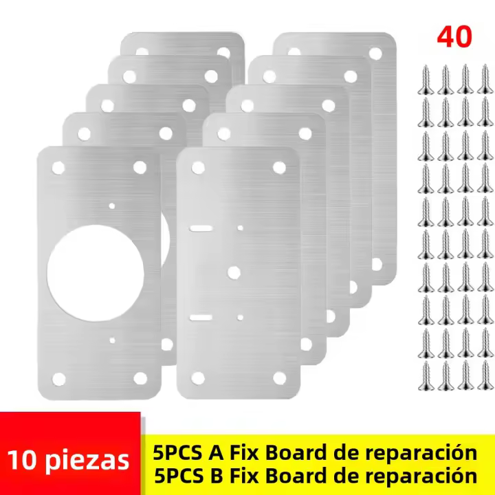 Kit De Reparación Para Cerradura De Armario 10Pcs Placa De Resguardo De Cepillo De Acero Inoxidable Con Agujeros Para Montaje En Puertas De Cocina Y Armarios De Hogar - 1