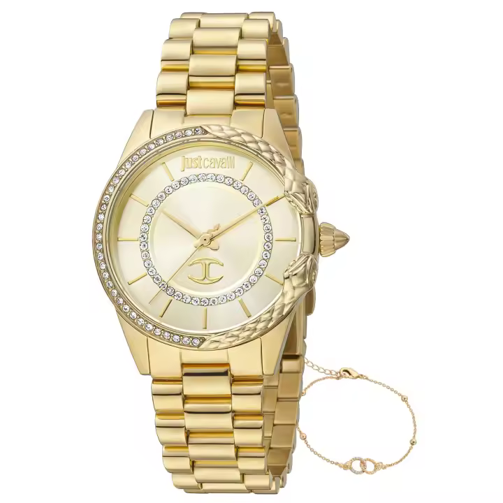 Reloj de pulsera Just Cavalli Animalier Set Catena - JC1L095M0255 correa color: Oro amarillo Dial Champán Mujer - 1