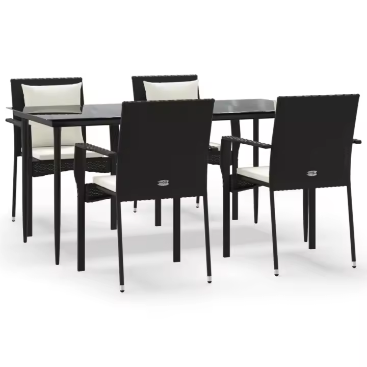 vidaXL Set de muebles jardín 5 pzas con cojines ratán sintético negro - 1