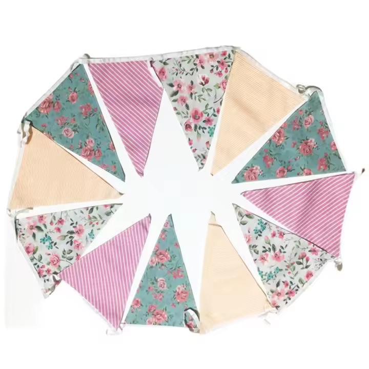 Guirnalda banderines de tela estampada floral Decomac - 1
