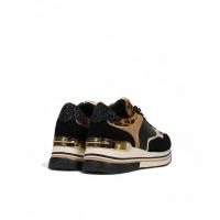 HLuna Zapatillas de cuña Sneakers para mujer jf3283 color negro con animal print de leopardo - details 4