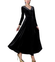 Vestido Largo De Veludo Elegante Para Fiesta De Noche V-Neck Vestido Formal De Mujer Vestido Maxi De Autum 2023 Cierre Pullover Polyester - details 13