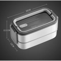 Caja De Almuerzo De Acero Inoxidable 304 Para Adultos Y Niños Escuela Oficina 1/2 Capas Microwaviable Portátil Contenedores De Alimentos Con Cuadrícula Bento - details 19