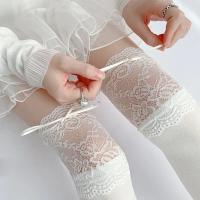 Medias Largas De Veludo Con Encaje Blanco Y Cinta Para Mujer Estilo Lolita Calf Socks Lindas Y Dulces Medias De Pierna Media - details 10