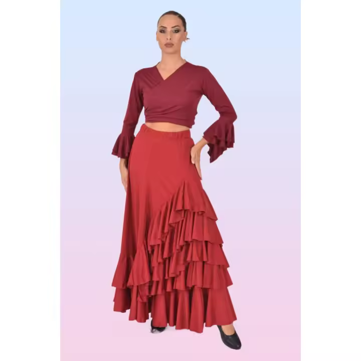 Conjunto Flamenco de dos piezas Rojo Granate anuka - 1