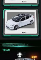 Modelo De Coche De Aleación 1:24 Tesla Model 3 Juguete Electrónico Para Niños Con Sonido Y Luz Colección De Metal Vehículo Simulación Regalo - details 2
