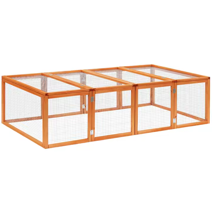 PawHut Conejera para animales pequeños, recinto para animales pequeños, recinto para exteriores, jaula para animales pequeños con puerta, conejera para cobayas, recinto para exteriores, casa para animales pequeños , natural 181 x 100 x 48 cm - 1