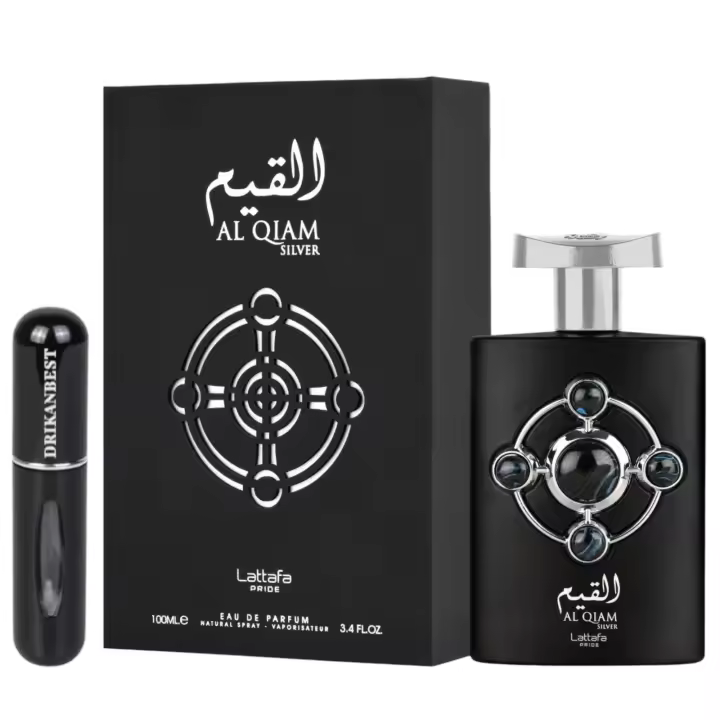 Perfume QIAM SILVER Lattafa Pride Eau de Parfum 100ml Original | Unisex Fresco y Amaderado | Larga Duración + Regalo Atomizador Recargable 5ml Drikanbest - 1