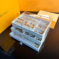 Caja De Joyas Grande Tres Capas De Flanela Almacenamiento Para Pendientes Collares Anillos Organizador De Joyería - details 0
