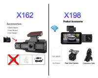 Cámara De Coche Con WiFi 3 Camaras 1080P 3-Canal Visión Nocturna Trasera Interior Frontal Grabadora De Video DVR Para Automóvil - details 0