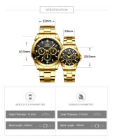Reloj De Pulsera De Lujo Para Hombre CHENXI Dial Dorado Cuarzo Acero Inoxidable Impermeable Reloj De Negocios Con Manos Luminosas Y Cierre De Seguridad - details 1