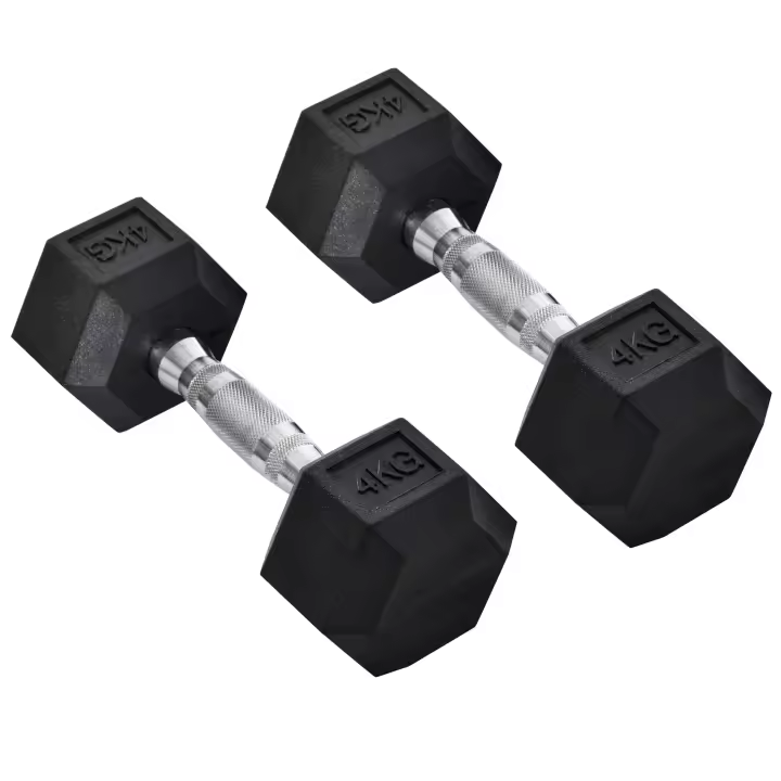 HOMCOM Juego de Mancuernas de 4kg con Barra de Conexión Metálica y Cabeza Hexagonal Juego de Pesas 8kg Total para Entrenamiento en Casa Gimnasio Oficina Negro y Plata - 1
