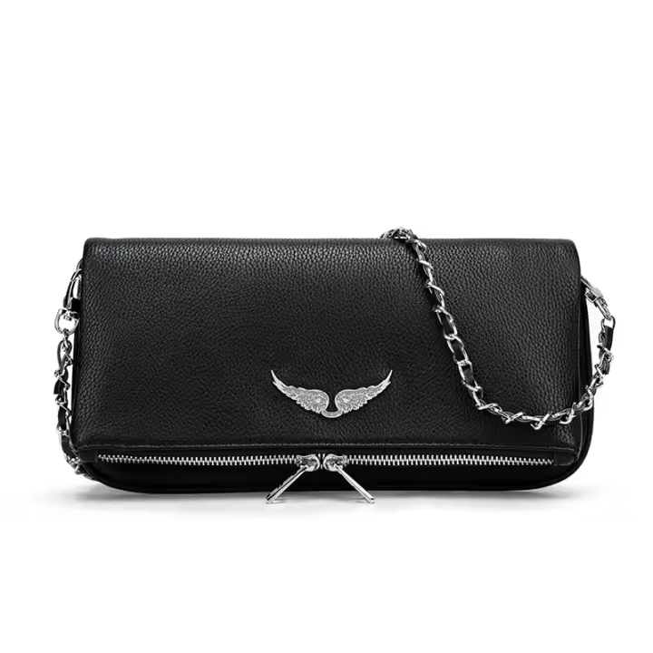 Bolso ZV Wings para mujer, con cadena de metal de PU, moderno bolso bandolera de un solo hombro, combinable con todo. - 1