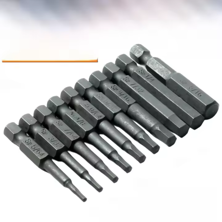 Juego De 10 Piezas De Brocas De Destornillador Magnético Con Cabeza Hexagonal SAE/Metrica Y Cuerda De 1/4" Diámetro Y Mango De Solución Rápida Para Herramientas De Jardín - 1