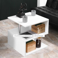 HOMCOM Mesa de Centro Café Mesa Auxiliar de Salón de Forma S con Compartimento Abierto 2 Niveles Diseño Elegante 50x50x50 cm - details 4