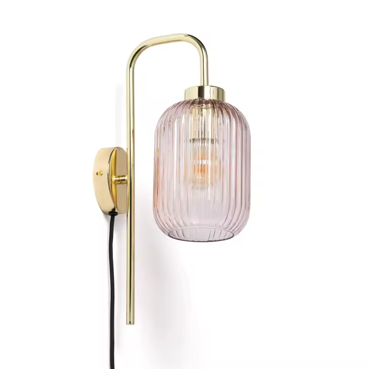 Ledkia Lámpara de Pared Metal y Cristal Belino Rosa - 1