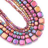 Cuentas De Hierro Natural En Forma De Cubo Y Cuadrado 2/3/4/6MM Colores Azul Y Oro Marrón Para Creación De Joyería Pulseras Y Collares DIY - details 7