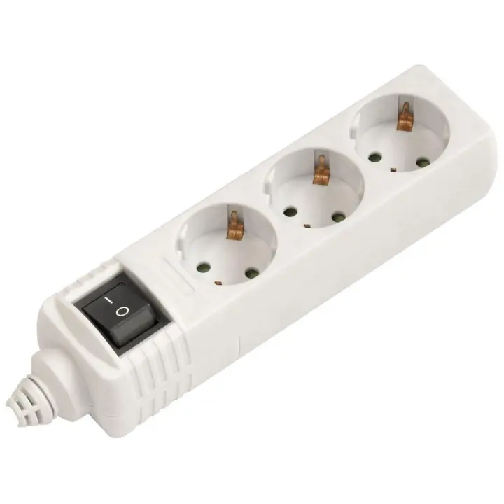 Regleta alimentación Schuko con interruptor, sin cable 1E:3S - 1