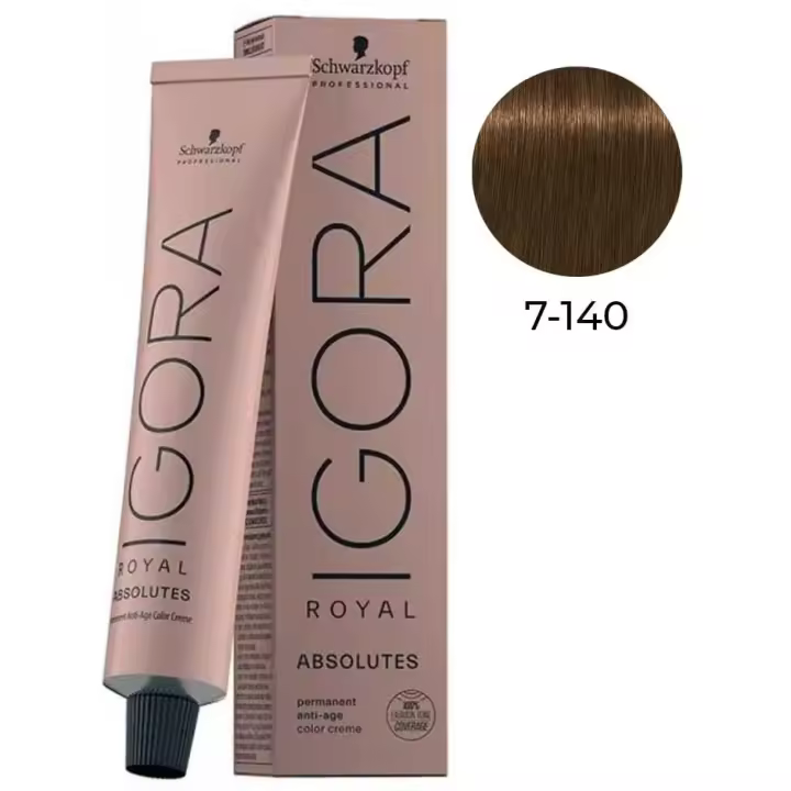 Tinte Igora Royal Absolut / Schwarzkopf - 7.140 Rubio Medio Ceniza Beige Natural - 1