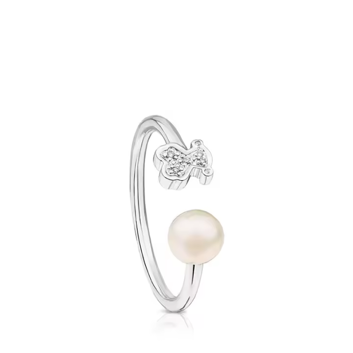 Anillo Abierto de Plata de Ley S925 para Mujer, diseño en forma de Oso elegant Anillo ajustable regalo perfecto para ella - 1