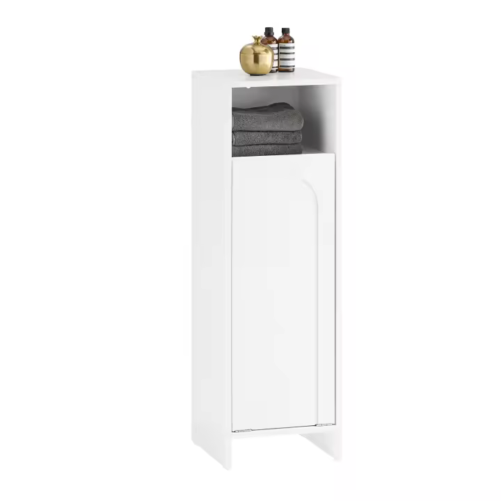 SoBuy Mueble para Ropa Sucia Canasto para la Colada Amario de Baño con 1 Cesto y 1 Estante Abierto Blanco 30 x 30 x 97 cm BZR161-W ES - 1